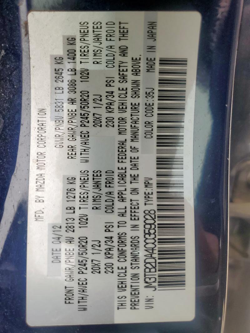 2012 MAZDA CX-9 - JM3TB2DA4C0359028
