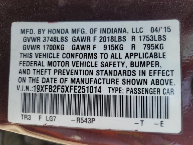 2015 HONDA CIVIC LX - 19XFB2F5XFE251014
