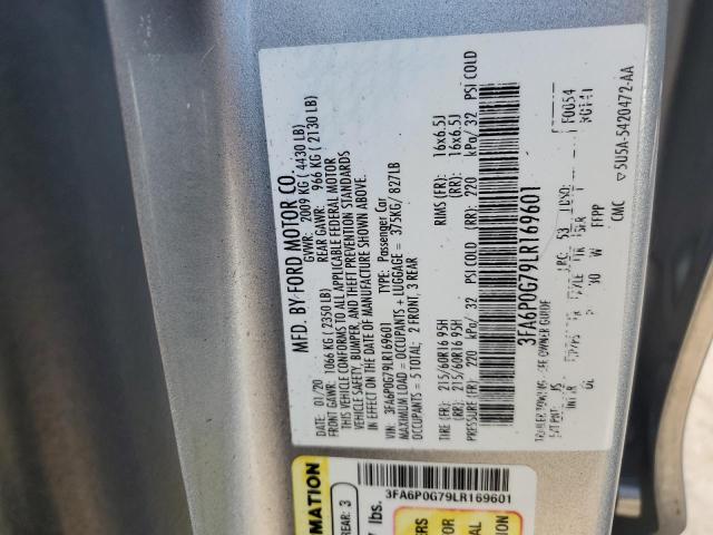 2020 FORD FUSION S 3FA6P0G79LR169601