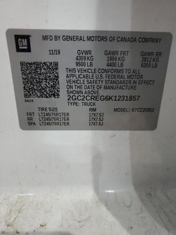 2019 CHEVROLET SILVERADO - 2GC2CREG6K1231857