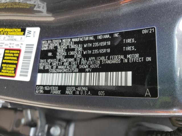 2021 TOYOTA HIGHLANDER - 5TDGZRAH3MS537588