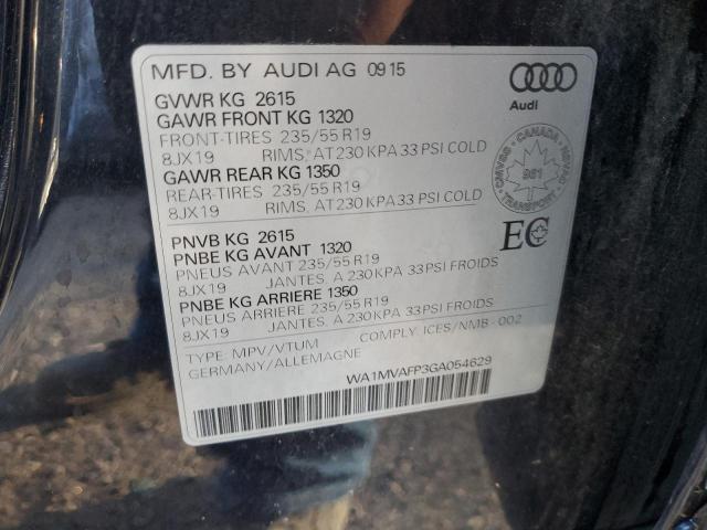 2016 AUDI Q5 TDI TEC WA1MVAFP3GA054629