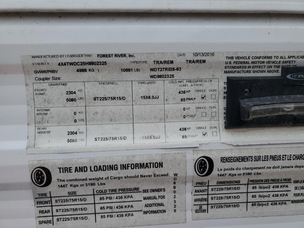 Lot #3280732557 2017 WILDCAT TRAVEL TRA