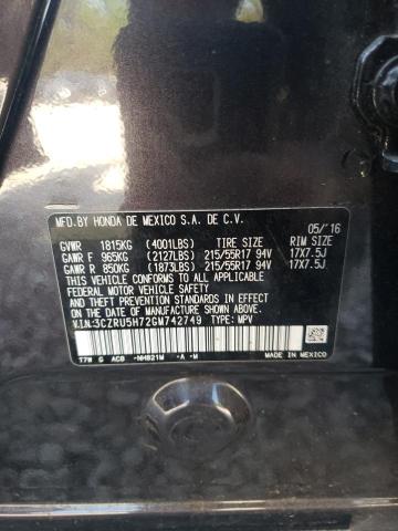 2016 HONDA HR-V EXL - 3CZRU5H72GM742749