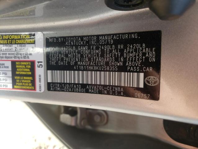 2019 TOYOTA CAMRY L - 4T1B11HK8KU258355
