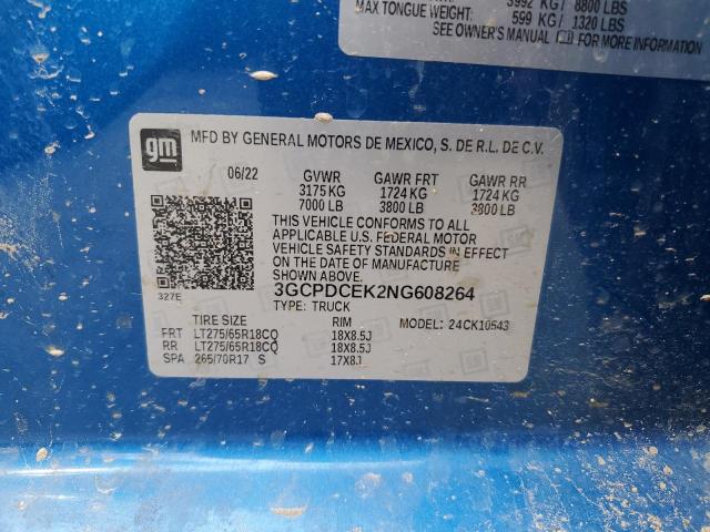 2022 CHEVROLET 1500 3GCPDCEK2NG608264