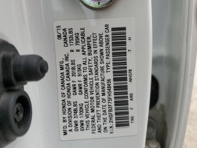 2015 HONDA CIVIC SE 2HGFB2F75FH548456
