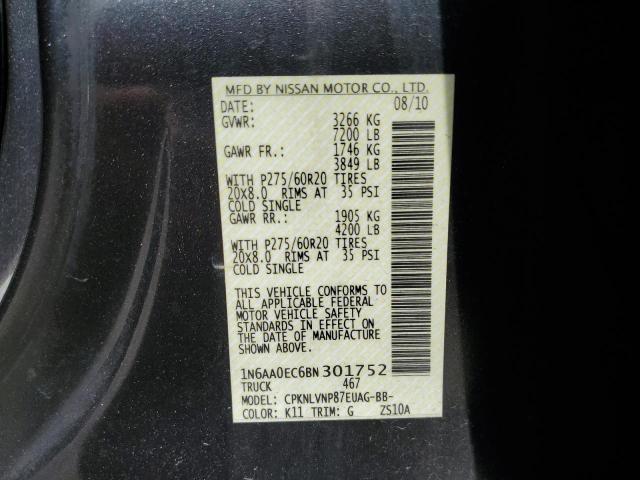 2011 NISSAN TITAN S - 1N6AA0EC6BN301752