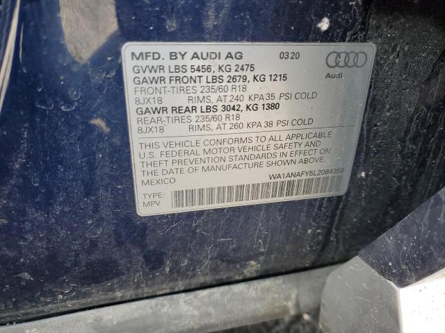 2020 AUDI Q5 PREMIUM WA1ANAFY5L2084358
