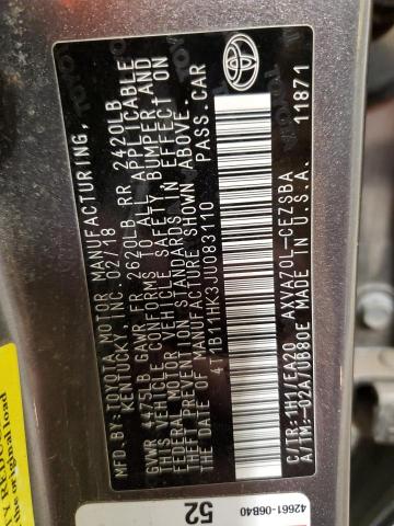 2018 TOYOTA CAMRY L 4T1B11HK3JU083110