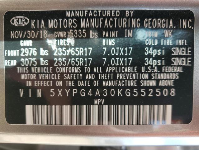 2019 KIA SORENTO L - 5XYPG4A30KG552508