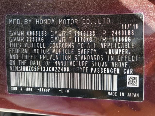 2018 HONDA CLARITY JHMZC5F1XJC022498