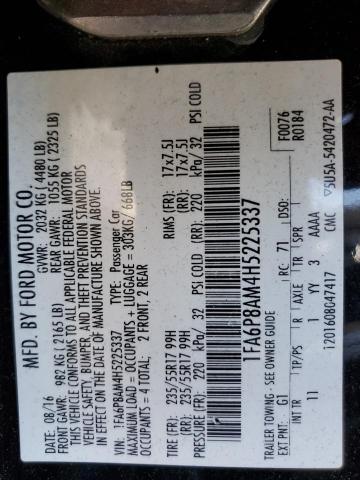 2017 FORD MUSTANG - 1FA6P8AM4H5225337