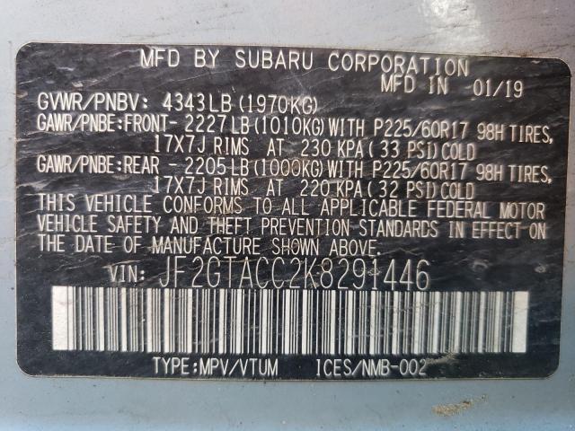 2019 SUBARU CROSSTREK - JF2GTACC2K8291446