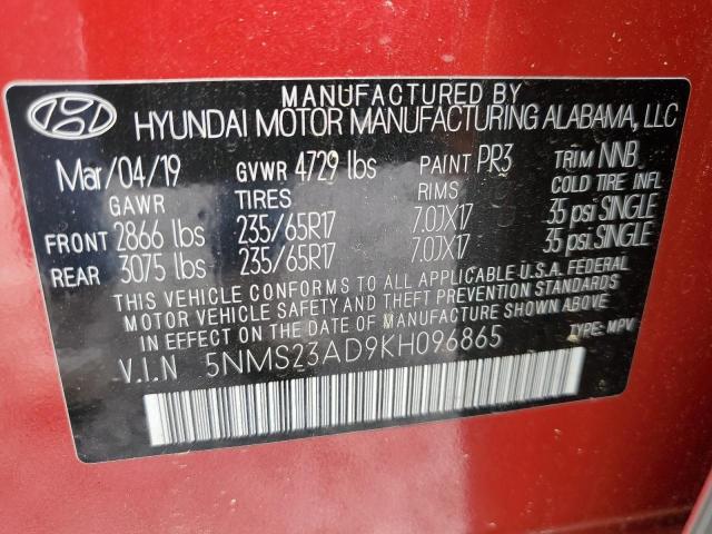 2019 HYUNDAI SANTA FE S - 5NMS23AD9KH096865