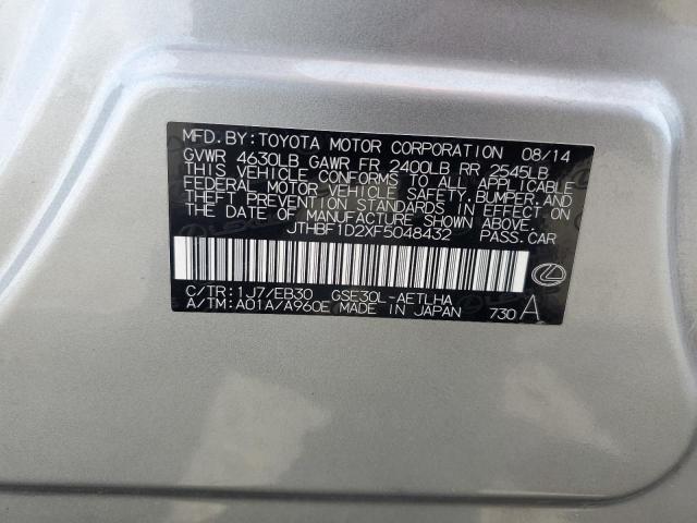 2015 LEXUS IS 250 JTHBF1D2XF5048432