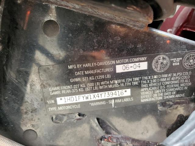 2004 HARLEY-DAVIDSON FLHRSI 1HD1FYW1X4Y739416