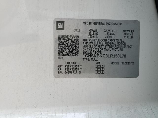 2020 CHEVROLET TAHOE K150 1GNSKBKC3LR150178