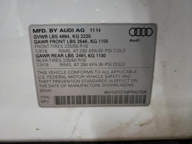 2015 AUDI Q3 PRESTIG WA1GFCFS9FR007535