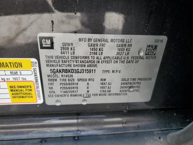 2016 BUICK ENCLAVE - 5GAKRBKD3GJ315911