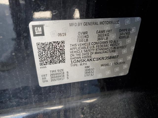 2019 CHEVROLET TAHOE K150 1GNSKAKC1KR358407