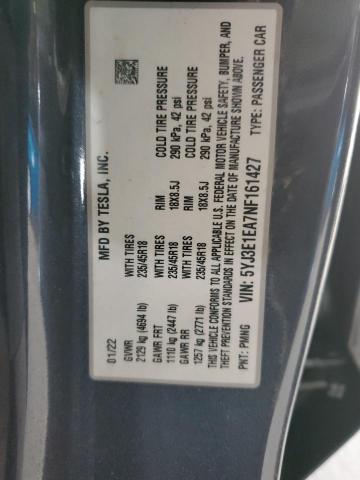 2022 TESLA MODEL 3 - 5YJ3E1EA7NF161427