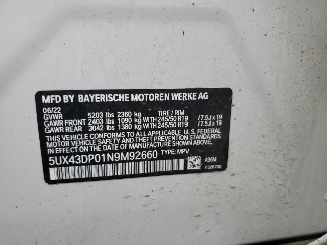 2022 BMW X3 SDRIVE3 - 5UX43DP01N9M92660