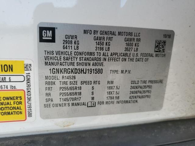 2017 CHEVROLET TRAVERSE L - 1GNKRGKD3HJ191580