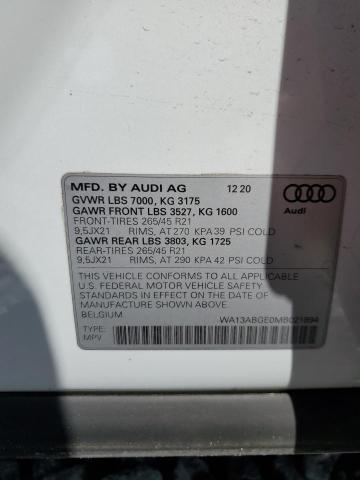 2021 AUDI E-TRON SPO WA13ABGE0MB021894
