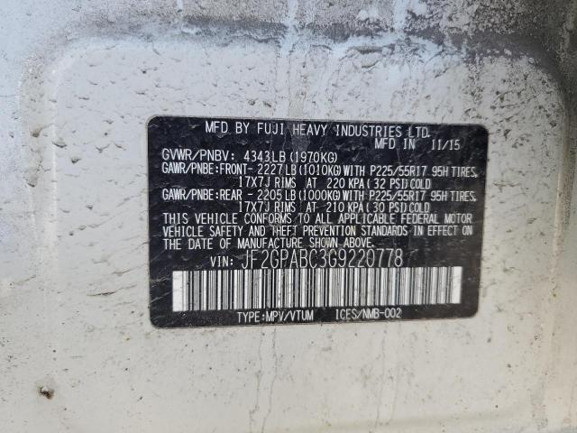 2016 SUBARU CROSSTREK - JF2GPABC3G9220778