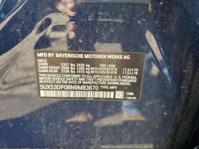 2022 BMW X3 XDRIVE3 - 5UX53DP08N9M83670