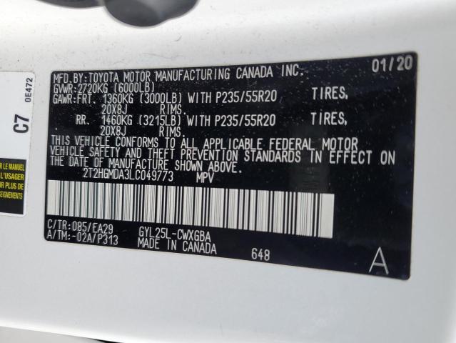 2020 LEXUS RX 450H 2T2HGMDA3LC049773