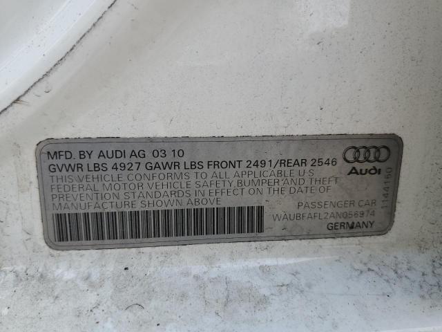 2010 AUDI A4 PREMIUM - WAUBFAFL2AN056974