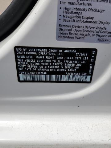 2015 VOLKSWAGEN PASSAT SE - 1VWBT7A37FC007548