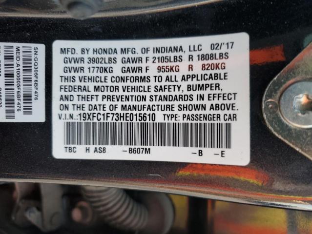 2017 HONDA CIVIC EXL - 19XFC1F73HE015610