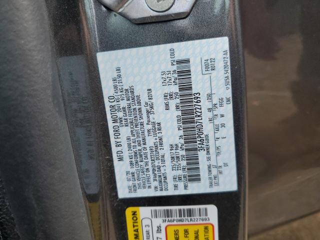 2020 FORD FUSION SE - 3FA6P0HD7LR227693