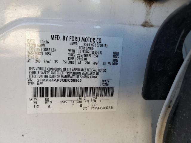 2016 FORD EDGE SPORT - 2FMPK4AP3GBC58965
