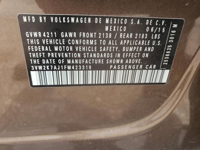 2015 VOLKSWAGEN JETTA BASE - 3VW2K7AJ1FM423319