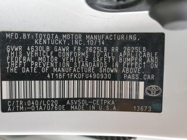 2015 TOYOTA CAMRY LE - 4T1BF1FK0FU490930