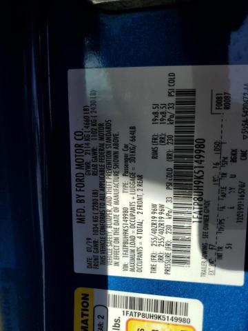 2019 FORD MUSTANG - 1FATP8UH9K5149980