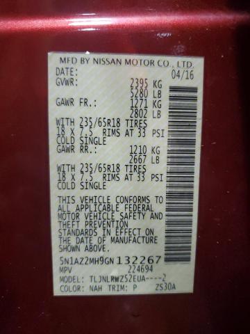2016 NISSAN MURANO S - 5N1AZ2MH9GN132267