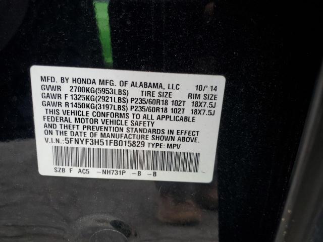 2015 HONDA PILOT EXL - 5FNYF3H51FB015829