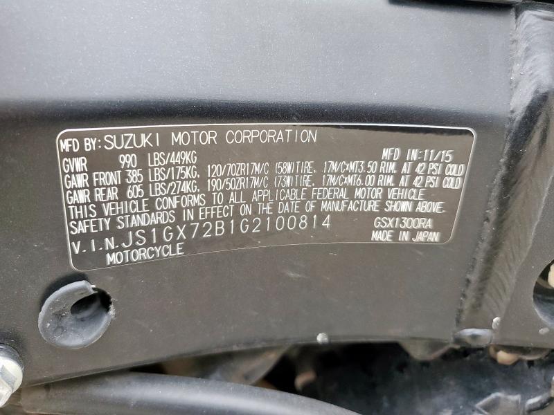 2016 SUZUKI GSX1300 RA JS1GX72B1G2100814