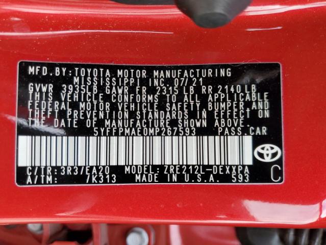 2021 TOYOTA COROLLA XL 5YFFPMAE0MP267593