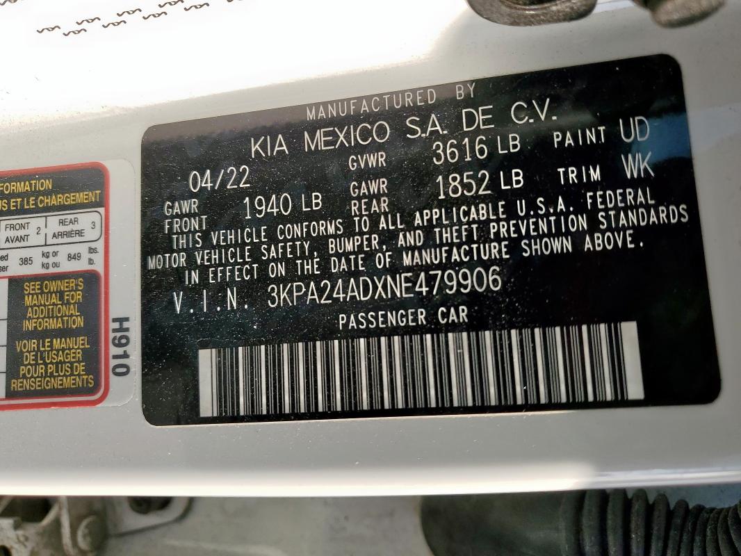 2022 KIA RIO LX - 3KPA24ADXNE479906