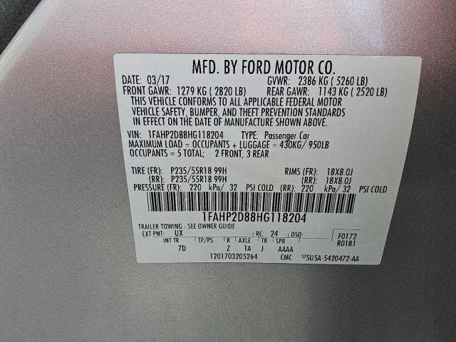 2017 FORD TAURUS SE - 1FAHP2D88HG118204