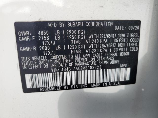 2021 SUBARU OUTBACK 4S4BTAAC2M3103323