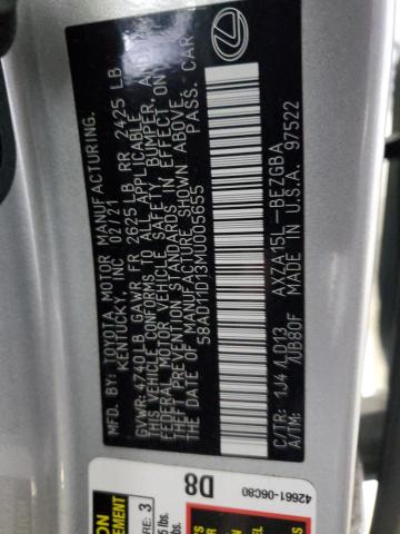 2021 LEXUS ES 250 BAS 58AD11D13MU005655