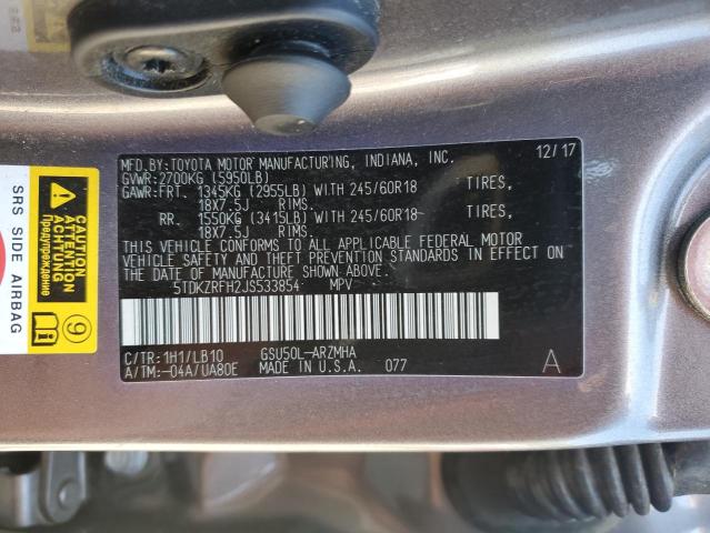 2018 TOYOTA HIGHLANDER - 5TDKZRFH2JS533854