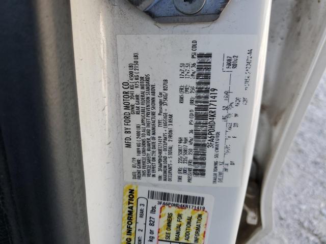 2019 FORD FUSION SE - 3FA6P0HD4KR171419